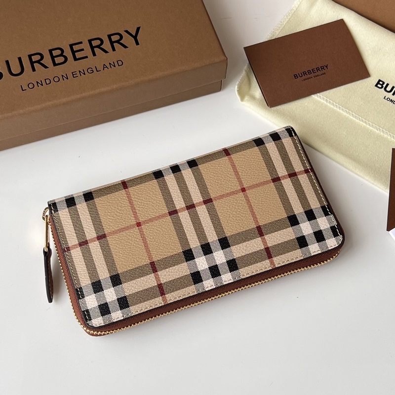 活力裝飾標(biāo)志性 Burberry 格紋環(huán)保帆布全拉鍊錢(qián)夾 【B家】原單出品 ～～
