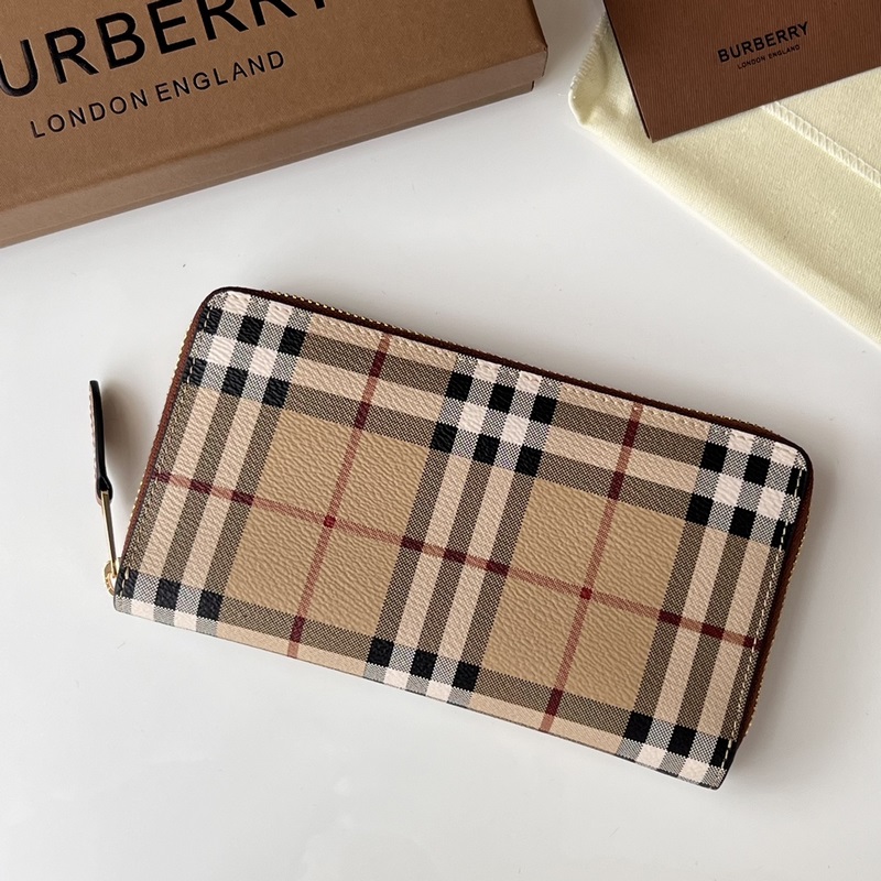 活力裝飾標(biāo)志性 Burberry 格紋環(huán)保帆布全拉鍊錢(qián)夾 【B家】原單出品 ～～