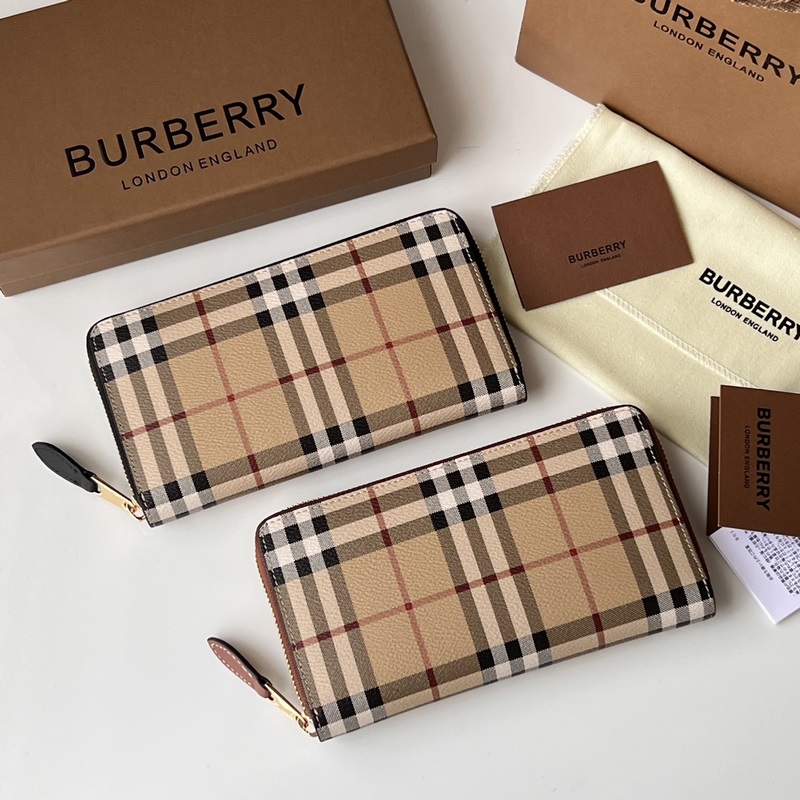活力裝飾標(biāo)志性 Burberry 格紋環(huán)保帆布全拉鍊錢(qián)夾 【B家】原單出品 ～～