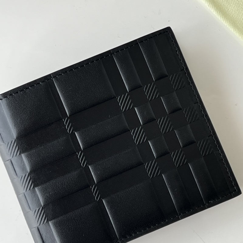 格紋壓花皮革雙折錢夾 【B 家】原單出品 ～～ 進口粒面小牛皮壓花， 專櫃品質、