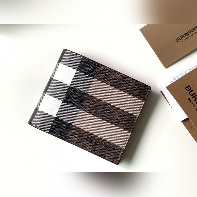 Vintage 格紋環(huán)保帆布兩折短夾 【B家】原單出品 ～～ 采用進口柔軟小牛皮