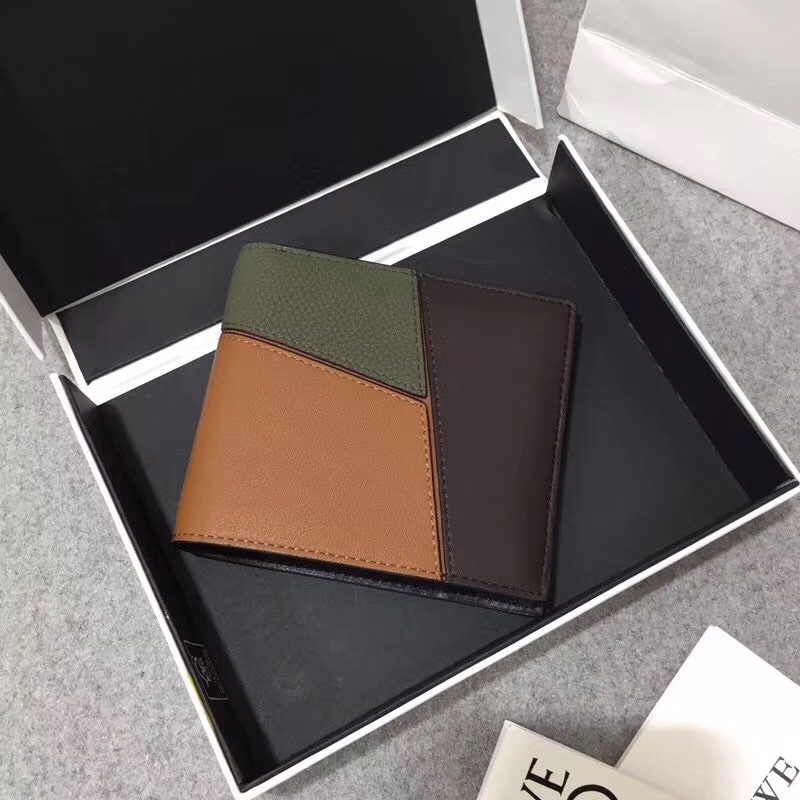 ## 男士Puzzle bifold wallet系列拼色短夾出貨，采用珠地小牛