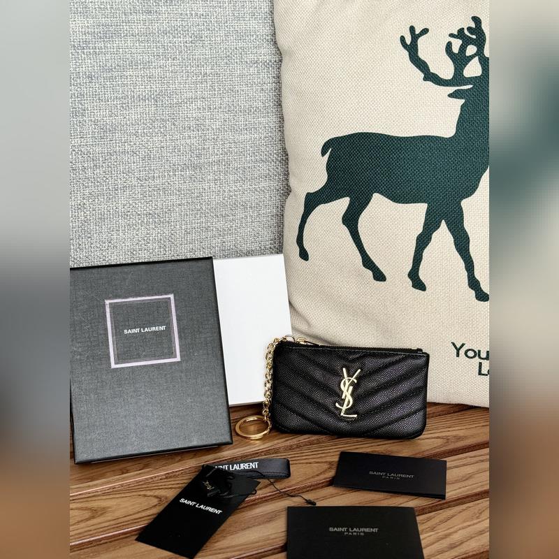 SAINT LAURENT球紋 牛皮mini 零錢包太美了 超愛 可放包裡 可