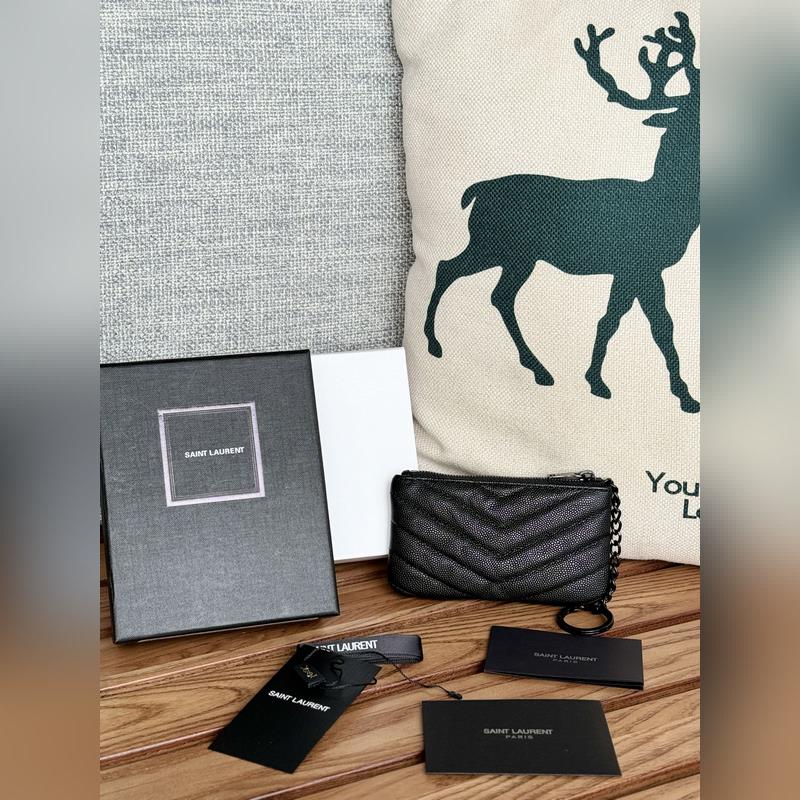 SAINT LAURENT球紋 牛皮mini 零錢包太美了 超愛 可放包裡 可