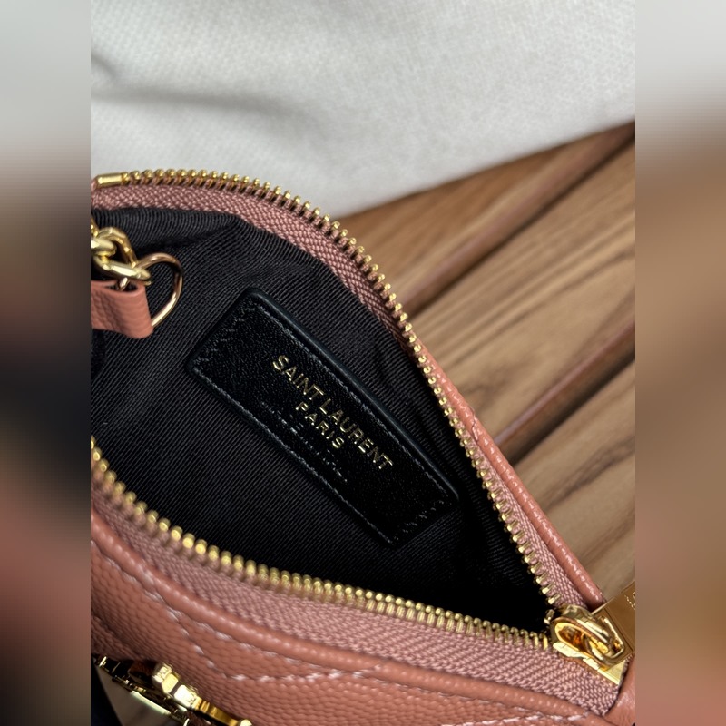 SAINT LAURENT球紋 牛皮mini 零錢包太美了 超愛 可放包裡 可