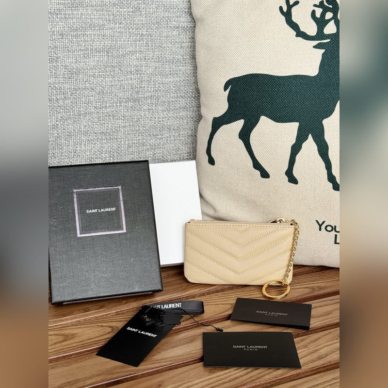 SAINT LAURENT球紋 牛皮mini 零錢包太美了 超愛 可放包裡 可