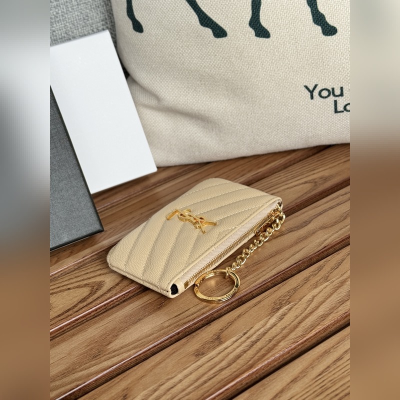 SAINT LAURENT球紋 牛皮mini 零錢包太美了 超愛 可放包裡 可