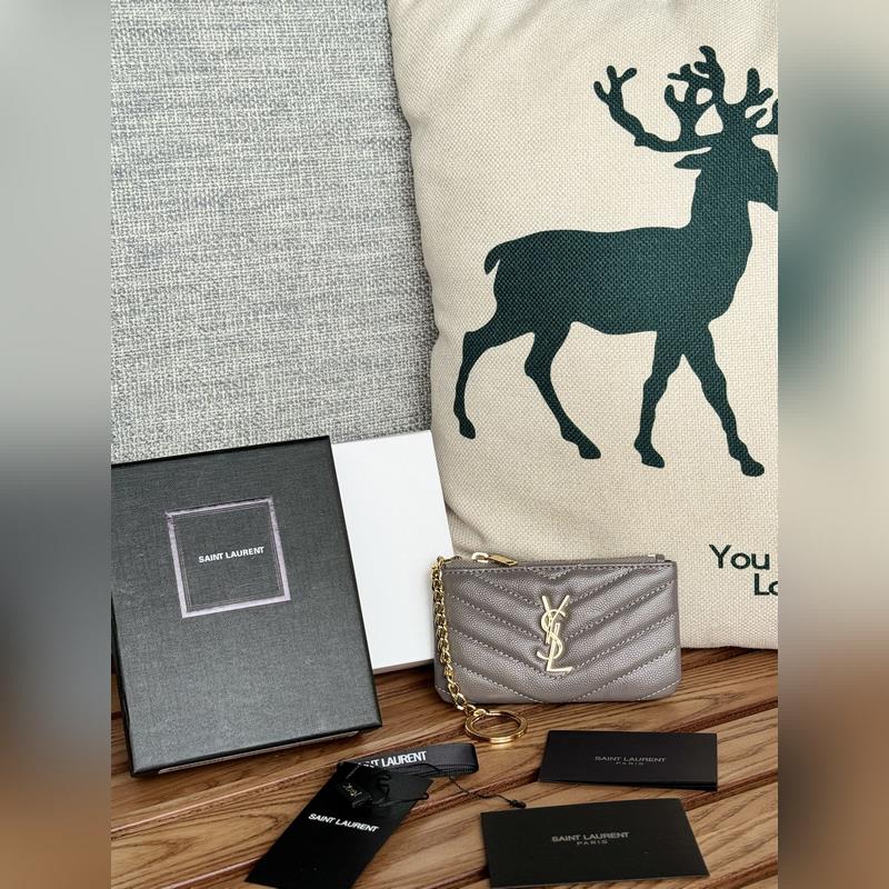 SAINT LAURENT球紋 牛皮mini 零錢包太美了 超愛 可放包裡 可