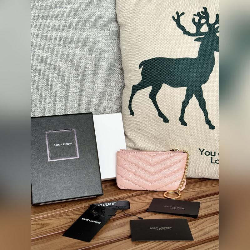 SAINT LAURENT球紋 牛皮mini 零錢包太美了 超愛 可放包裡 可