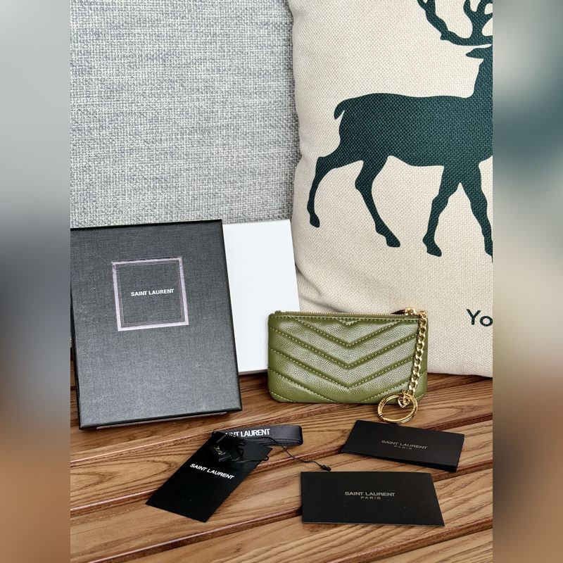 SAINT LAURENT球紋 牛皮mini 零錢包太美了 超愛 可放包裡 可