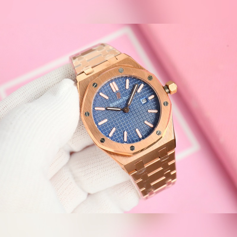 女款_愛彼 AP-皇家橡樹系列 錶盤飾以Lady Tapisserie格紋裝飾，呈現(xiàn)出