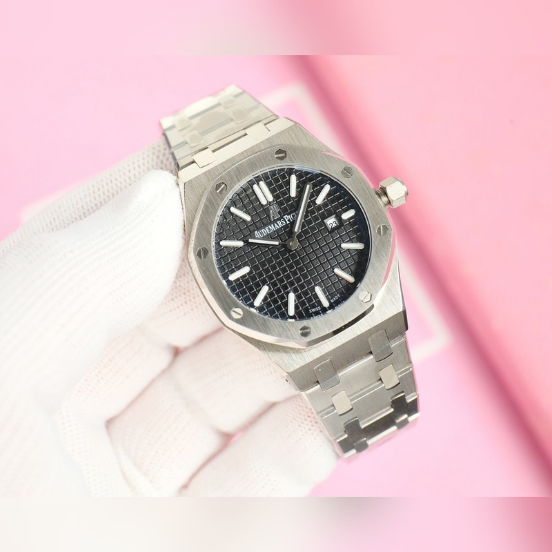 女款_愛彼 AP-皇家橡樹系列 錶盤飾以Lady Tapisserie格紋裝飾，呈現(xiàn)出