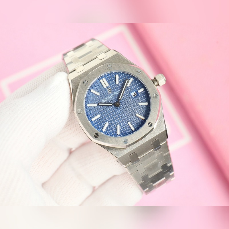 女款_愛彼 AP-皇家橡樹系列 錶盤飾以Lady Tapisserie格紋裝飾，呈現(xiàn)出