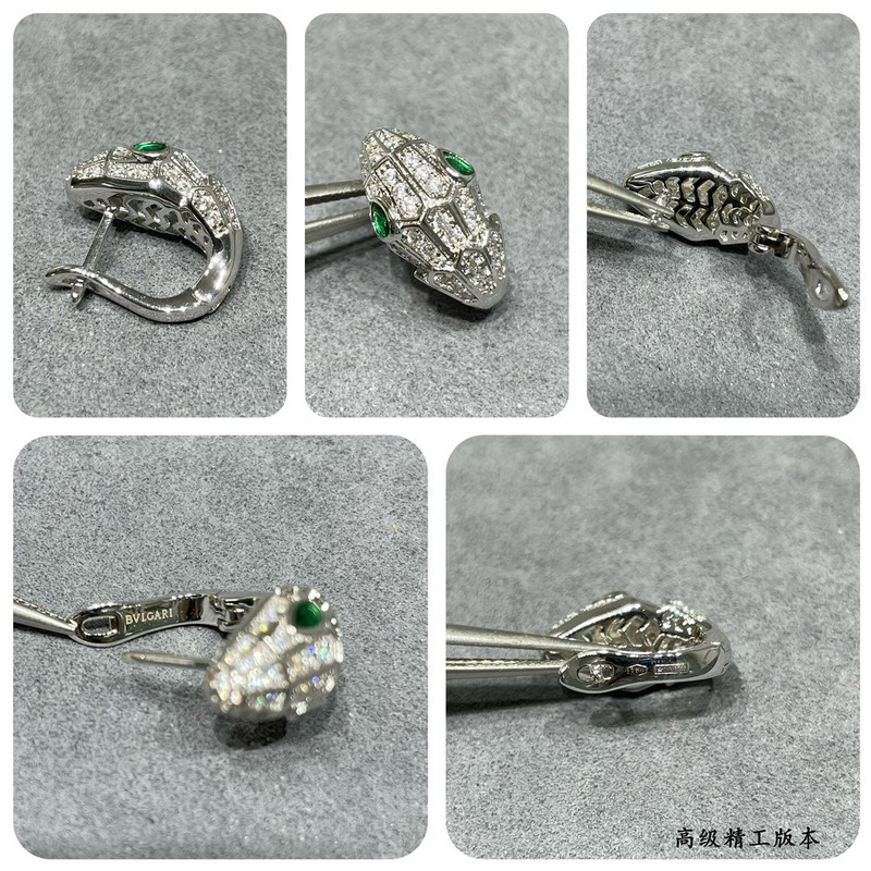 亞金 寶格麗綠眼睛多多蛇耳環(huán)，鑲嵌祖母綠飾以密鑲鑽石 蛇作為性感與美麗的象征 這