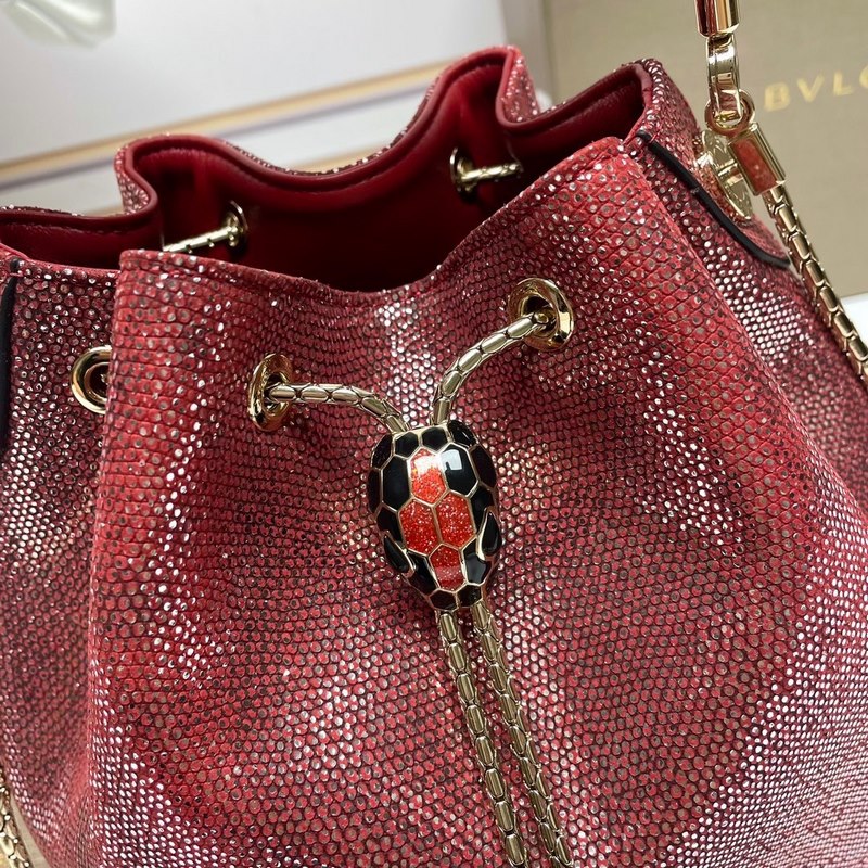 【Bvlgari】寶格麗專櫃新款限量水桶包 蛇皮款，B287614，采用進口蛇皮