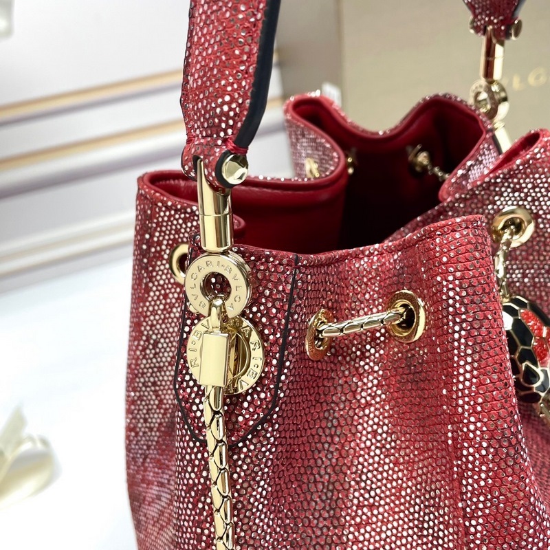 【Bvlgari】寶格麗專櫃新款限量水桶包 蛇皮款，B287614，采用進口蛇皮