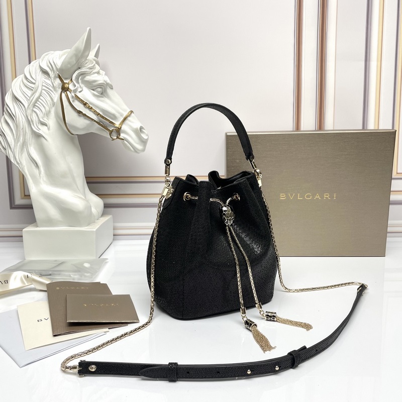 【Bvlgari】寶格麗專櫃新款限量水桶包 蛇皮款，B287614，采用進口蛇皮