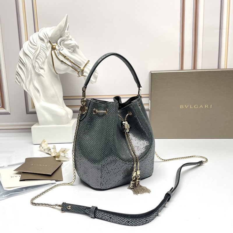 【Bvlgari】寶格麗專櫃新款限量水桶包 蛇皮款，B287614，采用進口蛇皮