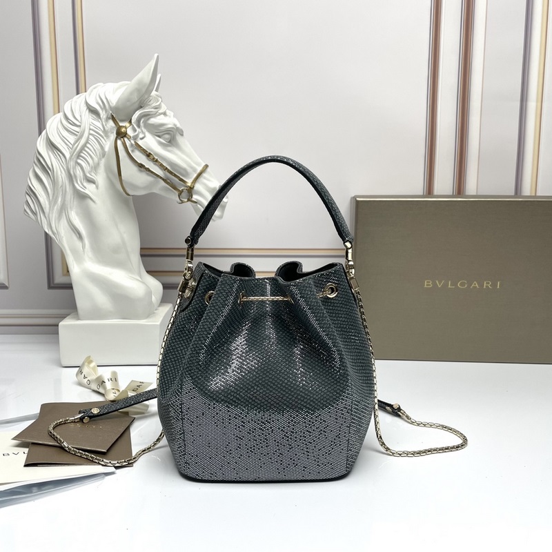 【Bvlgari】寶格麗專櫃新款限量水桶包 蛇皮款，B287614，采用進口蛇皮