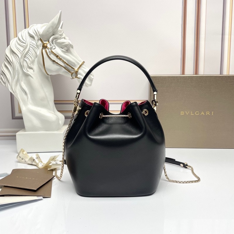 【Bvlgari】寶格麗專櫃新款限量水桶包 牛皮款，B287614，采用進口蛇皮