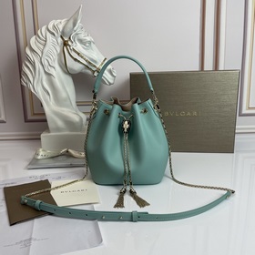 【Bvlgari】寶格麗專櫃新款限量水桶包 牛皮款，B287614，采用進口蛇皮