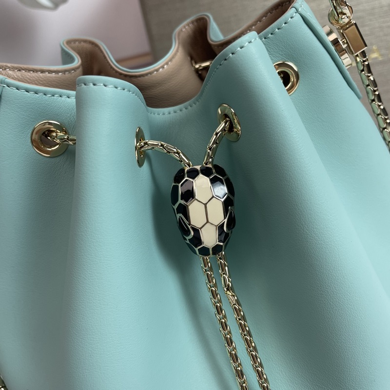 【Bvlgari】寶格麗專櫃新款限量水桶包 牛皮款，B287614，采用進口蛇皮