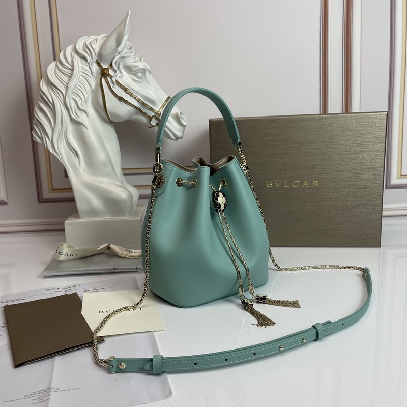 【Bvlgari】寶格麗專櫃新款限量水桶包 牛皮款，B287614，采用進口蛇皮