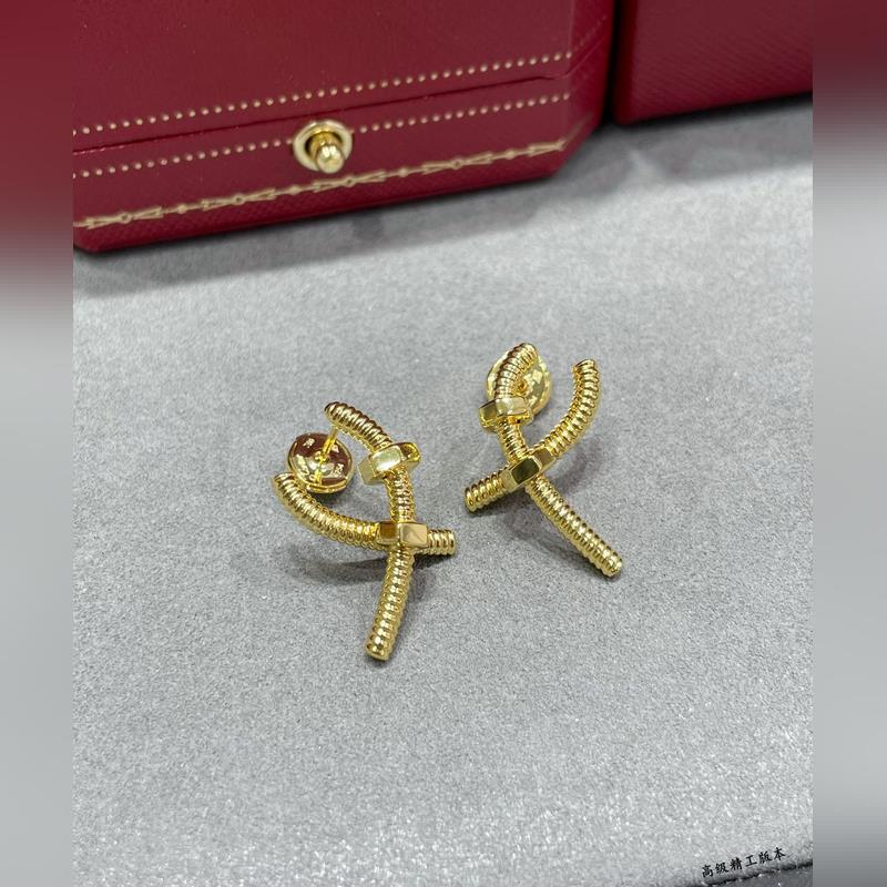 V金鍍咪金 9670210 卡地亞交叉螺絲耳釘，Cartier 經典螺絲設計JU