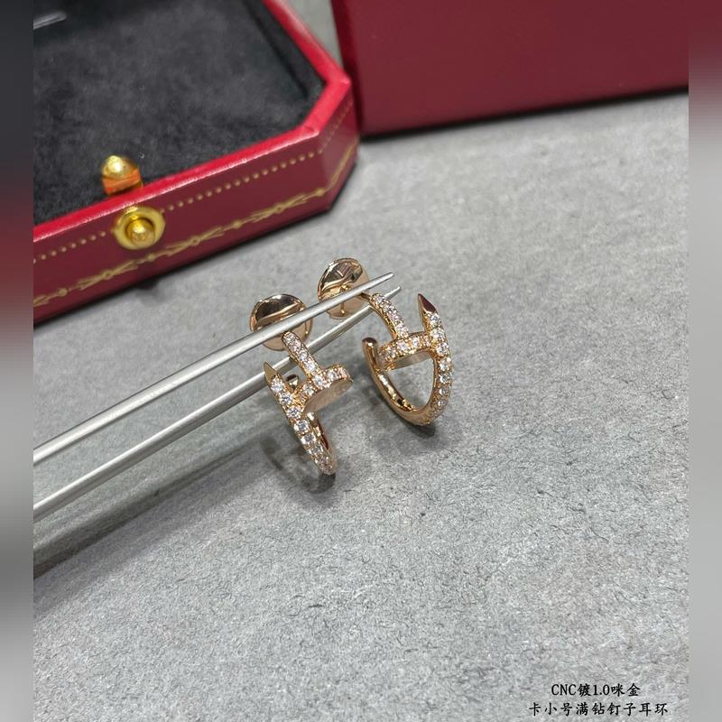 V金材質   卡地亞CNC滿鑽小號釘子耳環，按照18K真金貨打造 微鑲工藝 打版