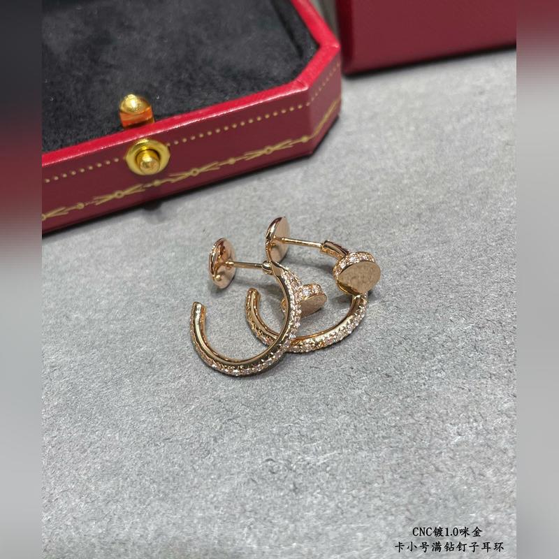 V金材質   卡地亞CNC滿鑽小號釘子耳環，按照18K真金貨打造 微鑲工藝 打版