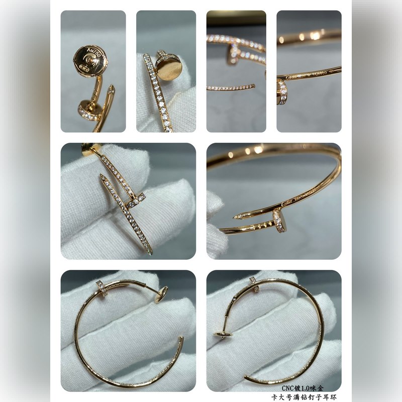 V金材質(zhì)  卡地亞 CNC大號滿鑽釘子耳環(huán)，按照18K真金貨打造 微鑲工藝 打版