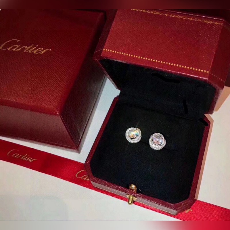 Cartier 卡地亞 旋轉(zhuǎn)系列四爪耳釘 經(jīng)典奢侈 高端定制鍍金！bling b