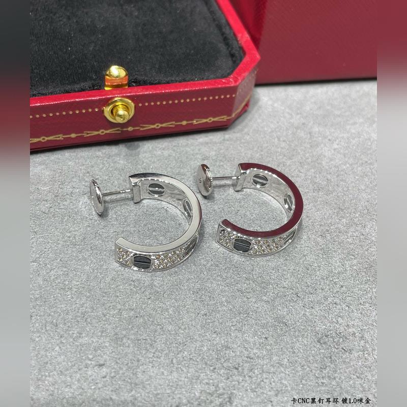 V金鍍咪金（CNC版本）9780420 原單貨 卡地亞經(jīng)典款CNC黑釘滿天星耳環(huán)