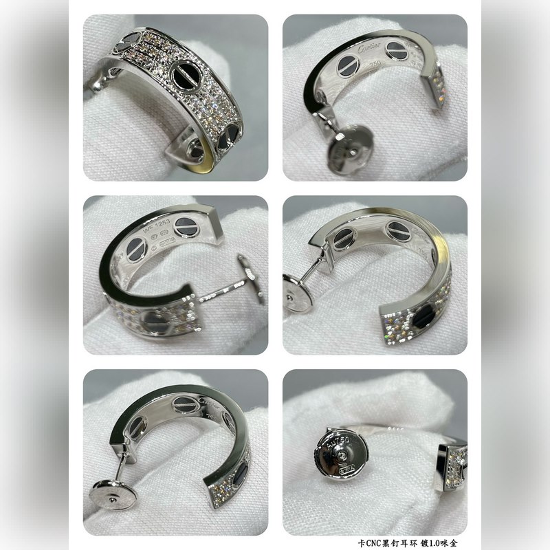 V金鍍咪金（CNC版本）9780420 原單貨 卡地亞經(jīng)典款CNC黑釘滿天星耳環(huán)