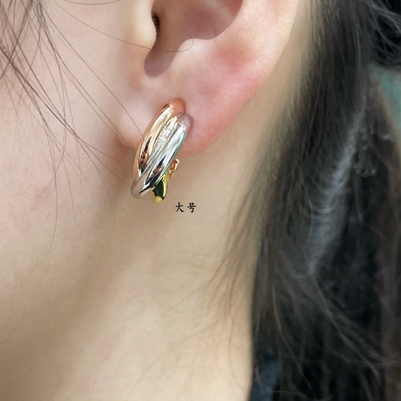 V金材質 8060260 分色電鍍 卡地亞大號三環無鑽耳環，又一款經典，完美詮釋