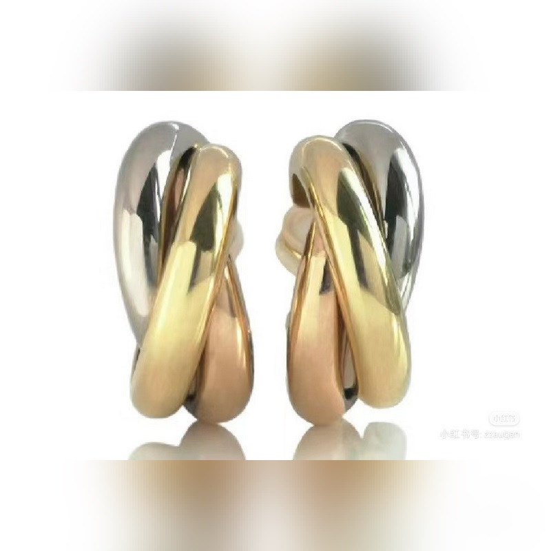 卡地亞新版 圓環 交叉 三色 耳扣 耳環 最經典受歡迎的一款耳釘，永恒經典 近年