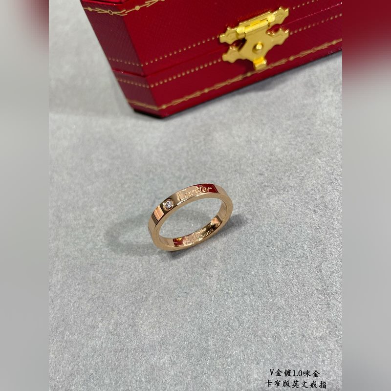 V金材質(zhì) 窄版5140170。碼數(shù)5678 玫瑰金。卡地亞CNC窄版英文戒指 最