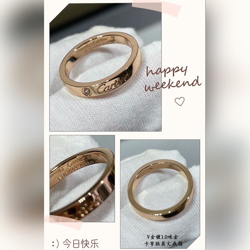 V金材質(zhì) 窄版5140170。碼數(shù)5678 玫瑰金。卡地亞CNC窄版英文戒指 最