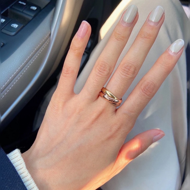 Cartier卡地亞爆款三合一 三環分色電鍍 戒指 高端 k金工藝 微鑲工藝18