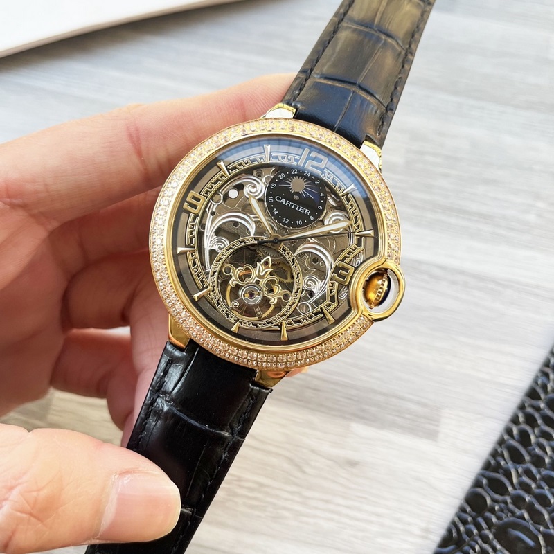 藍氣球系列 震撼上市【最新】：卡地亞 鏤空設計【類型】：精品男士腕錶【錶帶