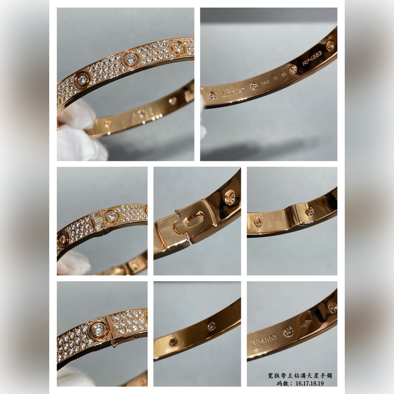 亞金 16-17碼 ，18-19碼 。卡地亞寬版帶主鑽滿天星手鐲，ZP一緻 采用