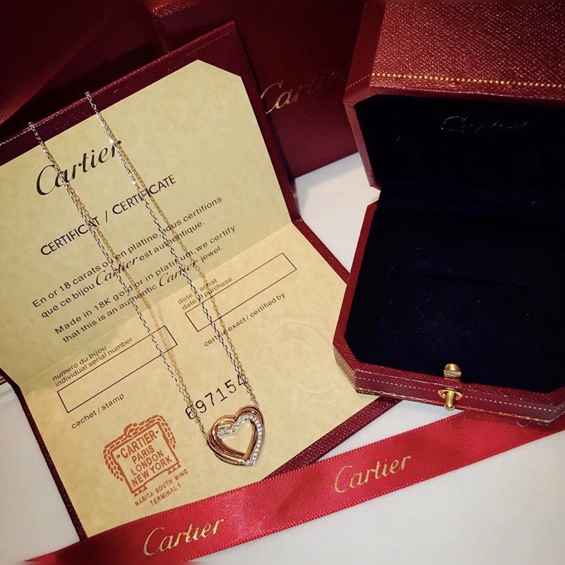 精選 卡地亞愛心 三金 三環 項鍊高端925純銀 微鑲工藝 優質材質 防過敏處理