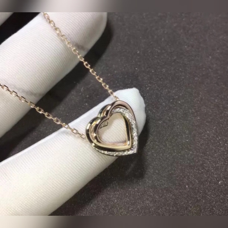 精選 卡地亞愛心 三金 三環 項鍊高端925純銀 微鑲工藝 優質材質 防過敏處理