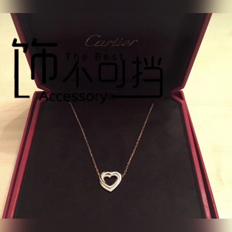 精選 卡地亞愛心 三金 三環 項鍊高端925純銀 微鑲工藝 優質材質 防過敏處理