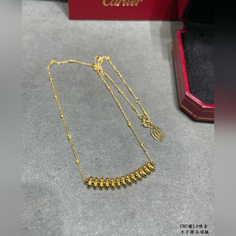 V金鍍咪金 卡地亞CNC子彈頭項鍊 兩側的小柳釘可以自由晃動，非常個性的一款。