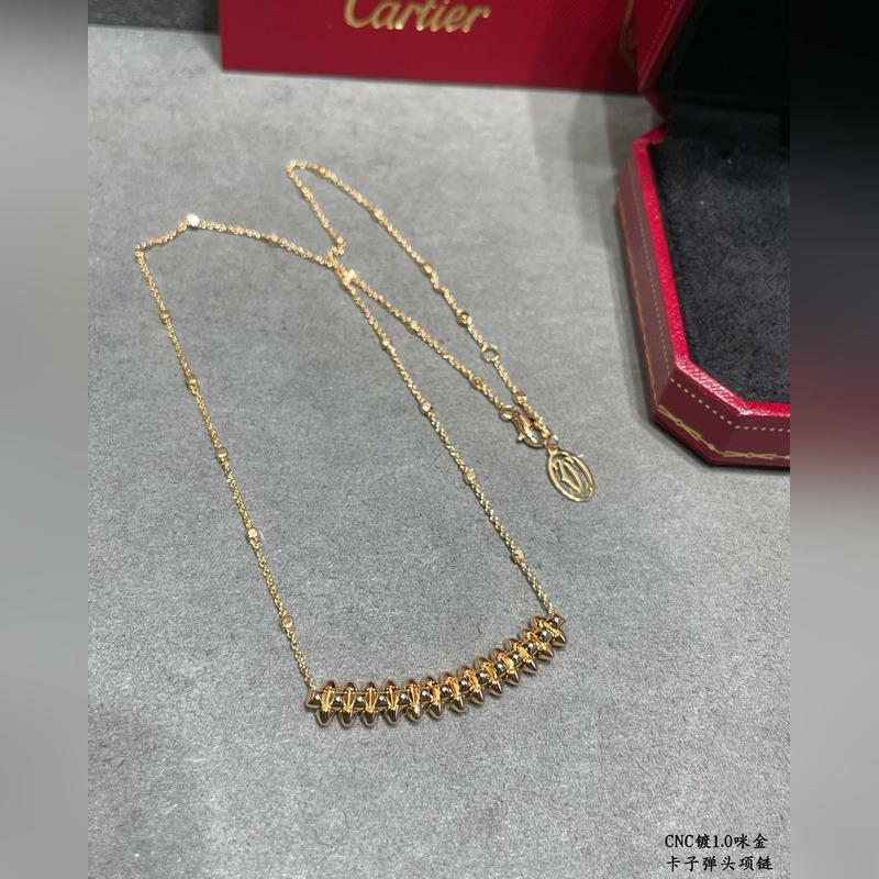V金鍍咪金 卡地亞CNC子彈頭項鍊 兩側的小柳釘可以自由晃動，非常個性的一款。