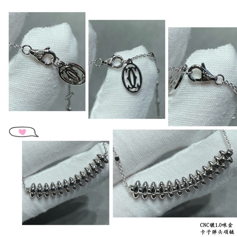 V金鍍咪金 卡地亞CNC子彈頭項鍊 兩側的小柳釘可以自由晃動，非常個性的一款。