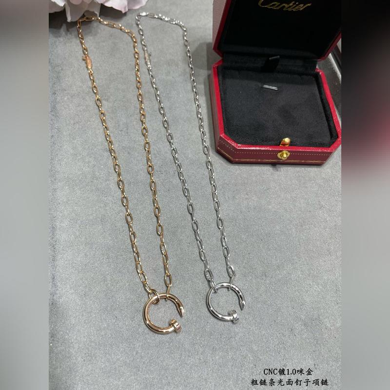 V金材質(zhì)   卡地亞 CNC粗鍊條光面釘子項鍊，按照18K真金貨打造 老外訂單看