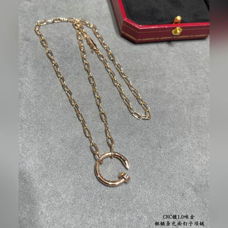V金材質(zhì)   卡地亞 CNC粗鍊條光面釘子項鍊，按照18K真金貨打造 老外訂單看