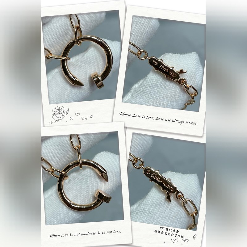 V金材質(zhì)   卡地亞 CNC粗鍊條光面釘子項鍊，按照18K真金貨打造 老外訂單看